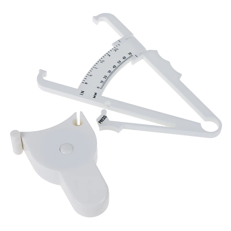 2Pcs/Set White PVC Body Fat Caliper Measure Tape Tester Fitness For Lose Weight For Body Building Portable Fitness Equipmnet