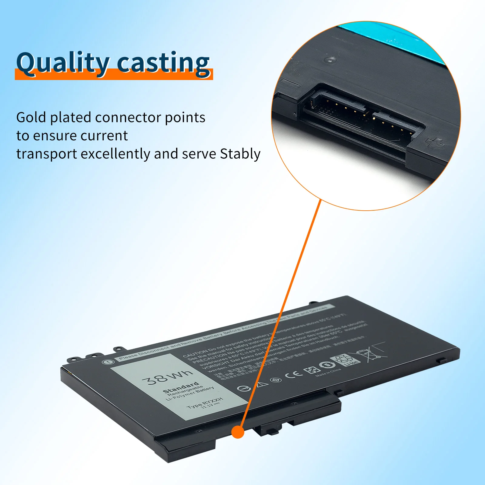 BNEW RYXXH-Bateria do portátil para Dell Latitude, 12, 5000, 11, 3150, 3160, 3550, E5250, E5450, E5550 Series, 3Cell, Li-Polymer Battery