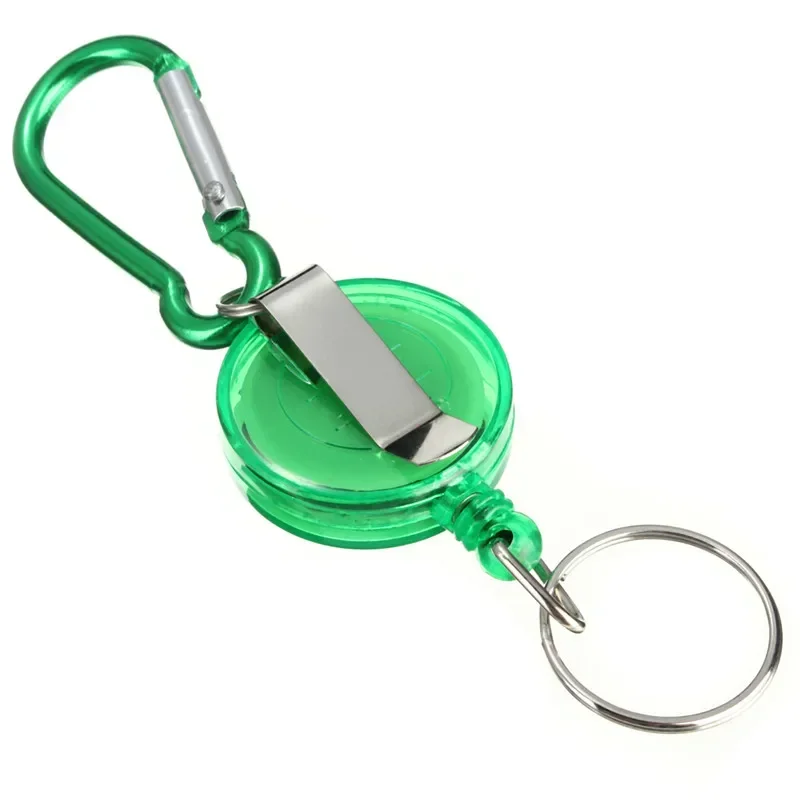 Carabiner Style Badge Reel Retractable Easy Pull Keys Badge Holder Reels Working Permit Clip Fishing Accessories