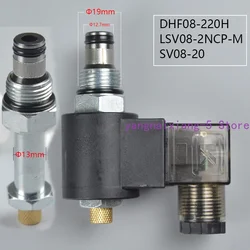 Hydraulic Threaded Cartridge Solenoid Valve 2 Position 2 Way Normally Closed DHF08-220H LSV08-2NCP-M DC12V/DC24V/AC220V 250bar