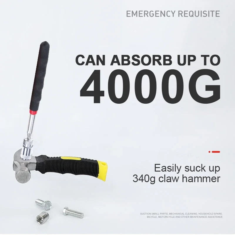 Iluminado Magnetic Pickup Tool com luz LED, Telescópio extensível, Antiderrapante para parafusos