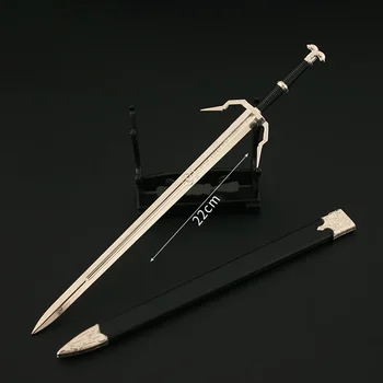 Geralt Silah Witcher Vahşi Avı Beyaz Kurt Çelik Kılıç 22 cm Oyun Çevresel Ortaçağ Şövalye Kılıç Silah Modeli Hediyeler Oyuncaklar Erkek
