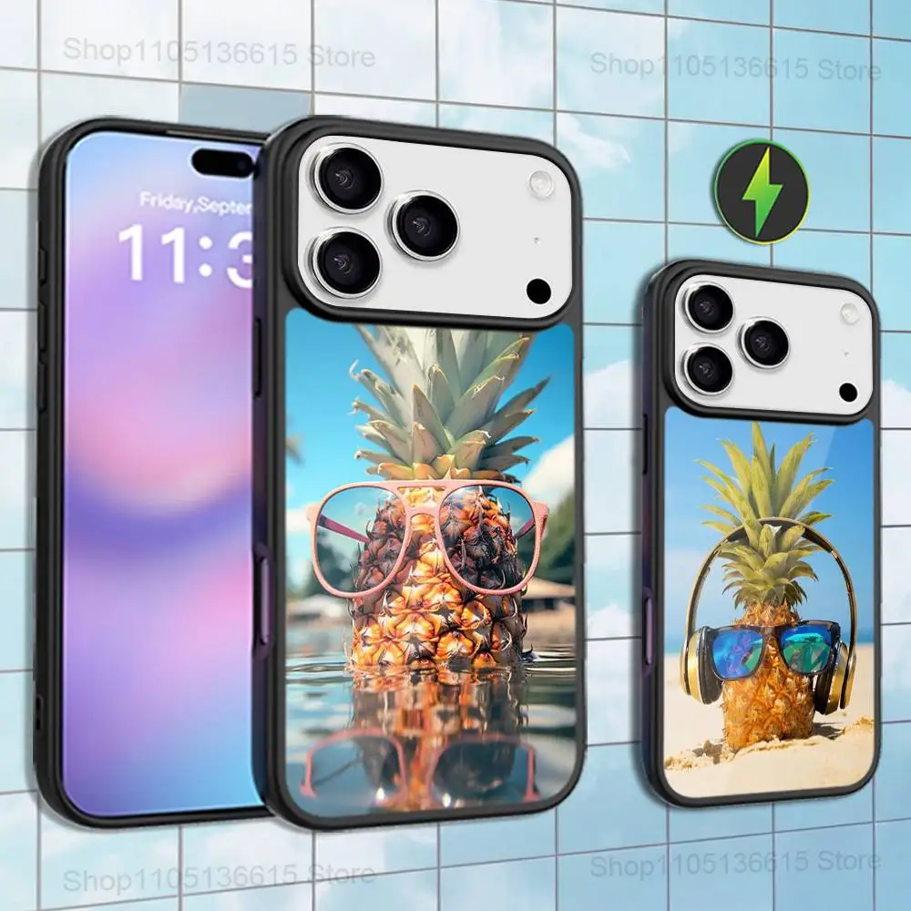 

Cute Pineappl Art Fruit Case For iPhone 16,15,17,14,13,12,11,Pro,Max,Plus,Mini,Magsafe,Magnetic Wireless Charging Case