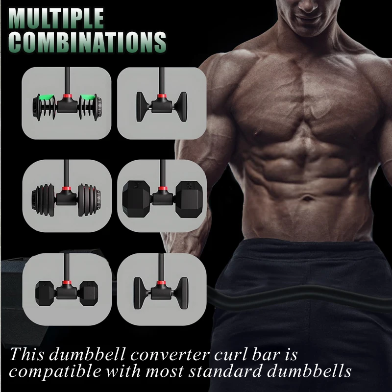 Home gym anti slip steel dumbbell extension rod joint connects dumbbell rod