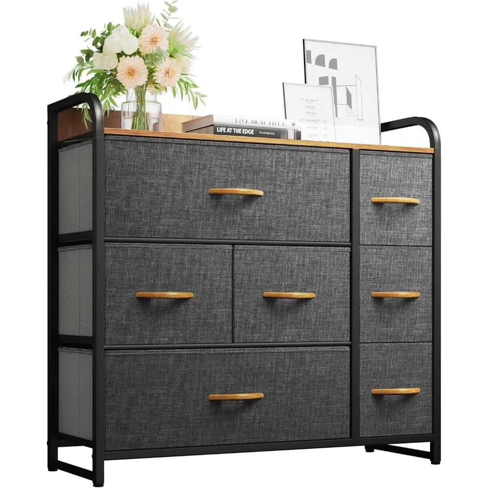 

Dresser with 7 Drawers Storage Tower, Organizer Unit for Bedroom, Living Room, Hallway, Closets & Sturdy Steel Frame, Wooden