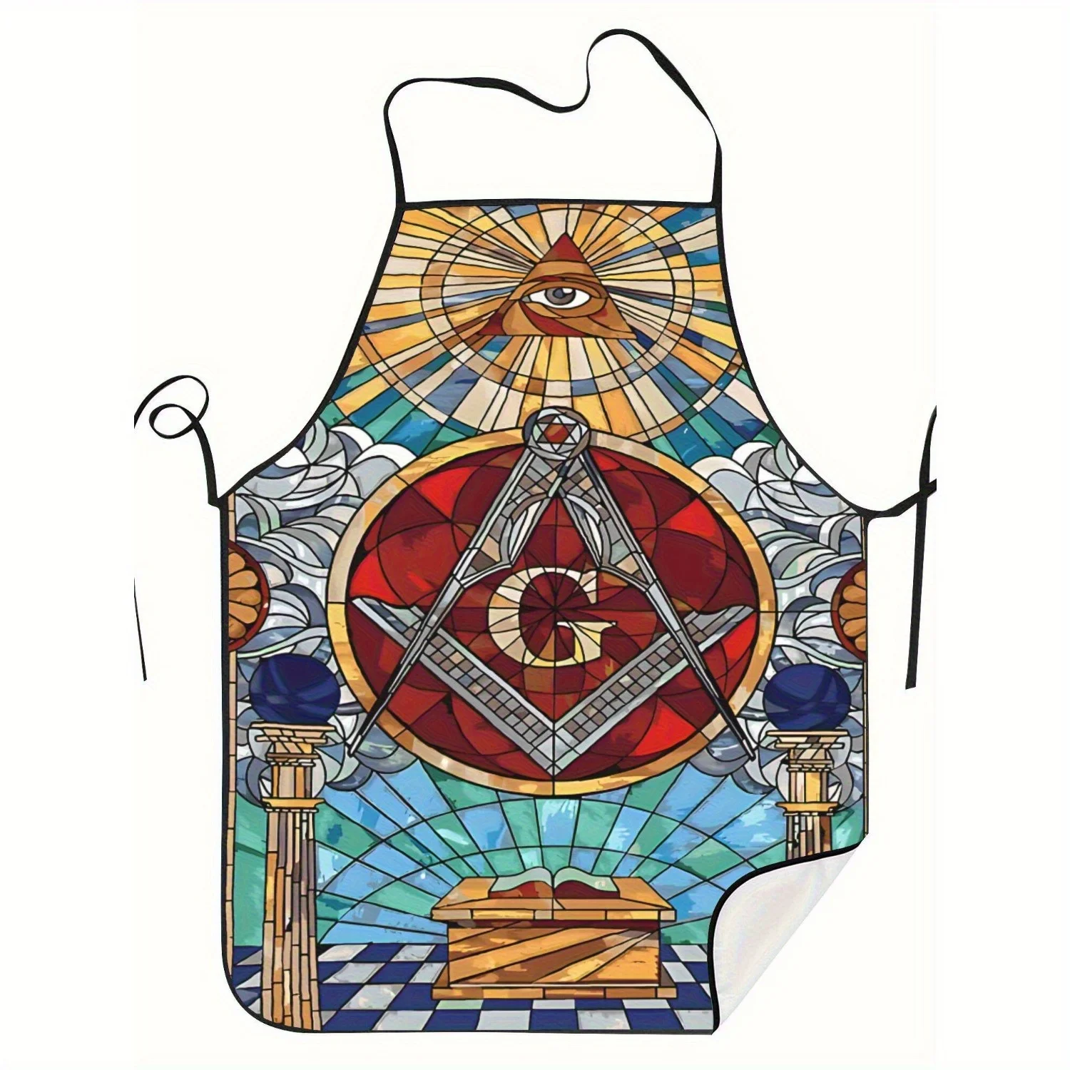 Aprons for woman Housewarming gift Freelance Masons Unisex Apron - Durable Polyester with Complex Masonic Symbols, Adjustable