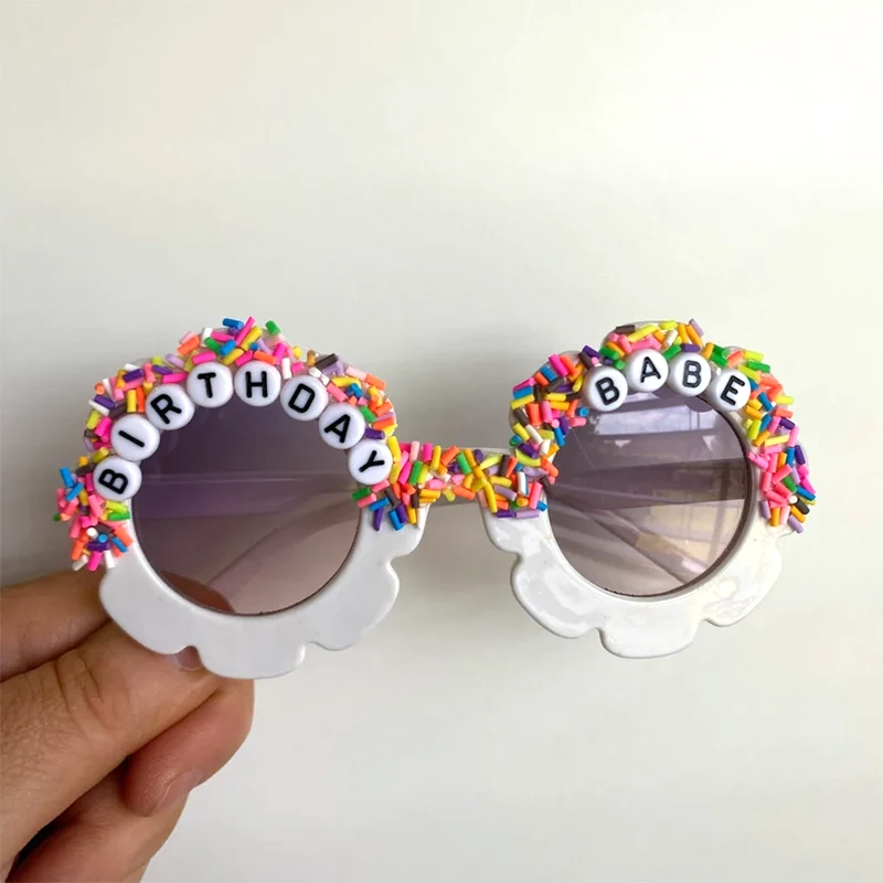 Birthday babe sprinkles sunglasses kid girl sweet 1st first 2nd 3rd 4th 5th 6th 7th birthday party decoration gift Photo props