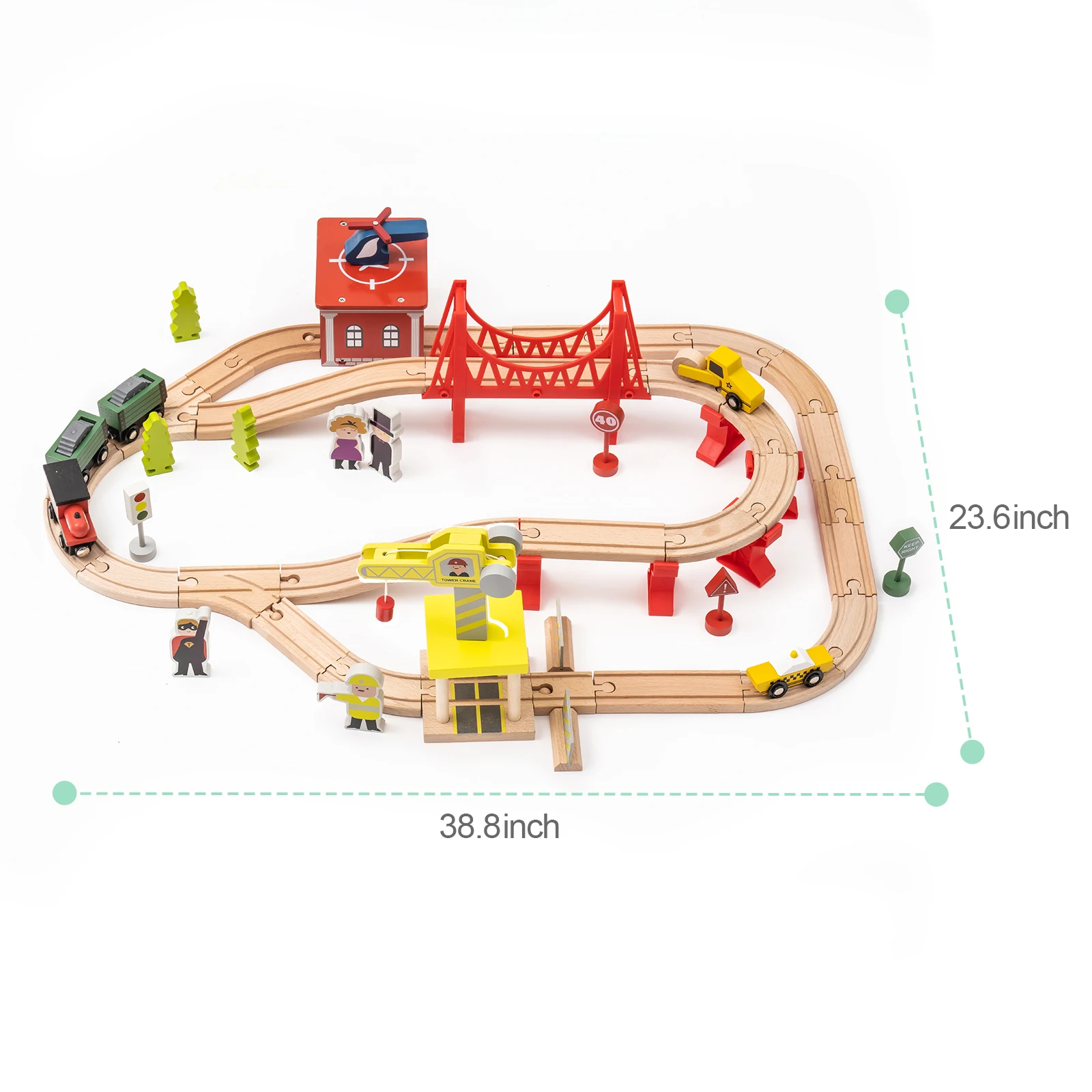 Wooden Train Set Wooden Train Track Set with Magnetic Trains Bridge Ramp Toy Train Set for Kids (5 pcs an order)