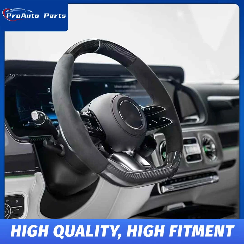 Para Mercedes Benz Classe G W465 2025 + Volante de fibra de carbono |   Volante de fibra de carbono com fundo plano W464 Retrofit Oem Rot