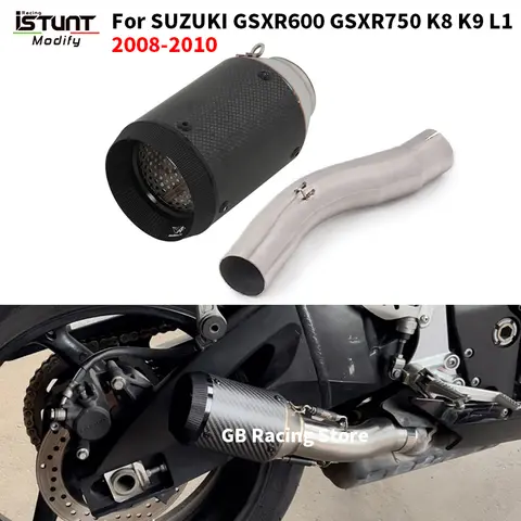 스즈키 GSXR 600 750 GSXR600 GSXR750 K8 K9 L1 2008-2010 오토바이 배기 탈출 링크 파이프 (탄소 섬유 머플러 포함)