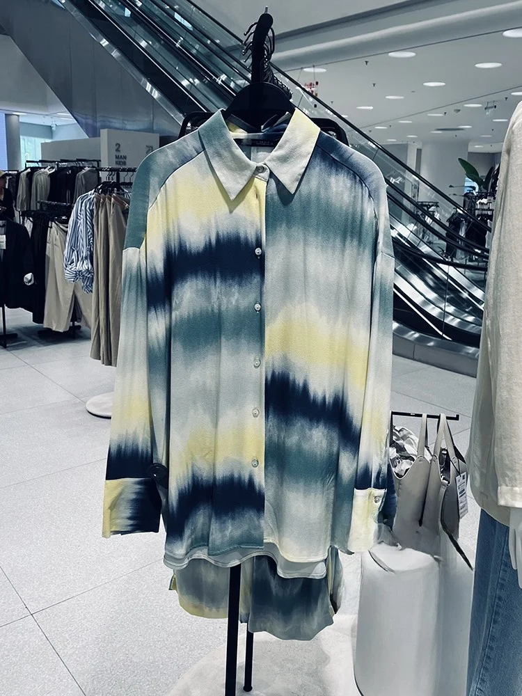 Summer New Vintage Loose Long Sve Dyed irt Women's Versatile Casual irt Regular Length Classic Collar Other 00%