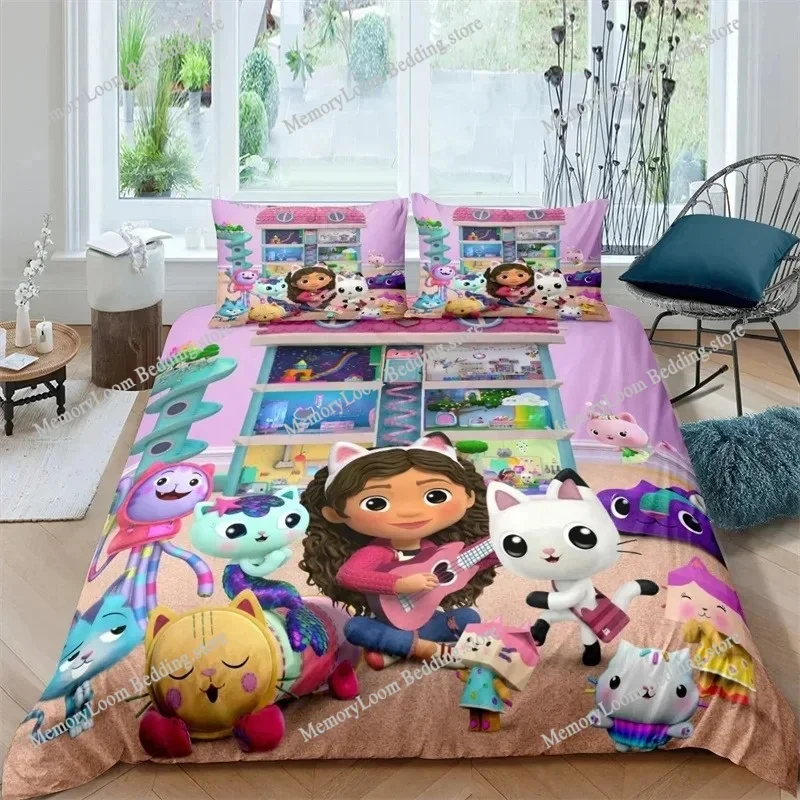 Gabbys Doll house 3D Printed Duvet Case Pillowcase Bedding Set Twin Full King for Kids Adults Bedroom Home Textileextile