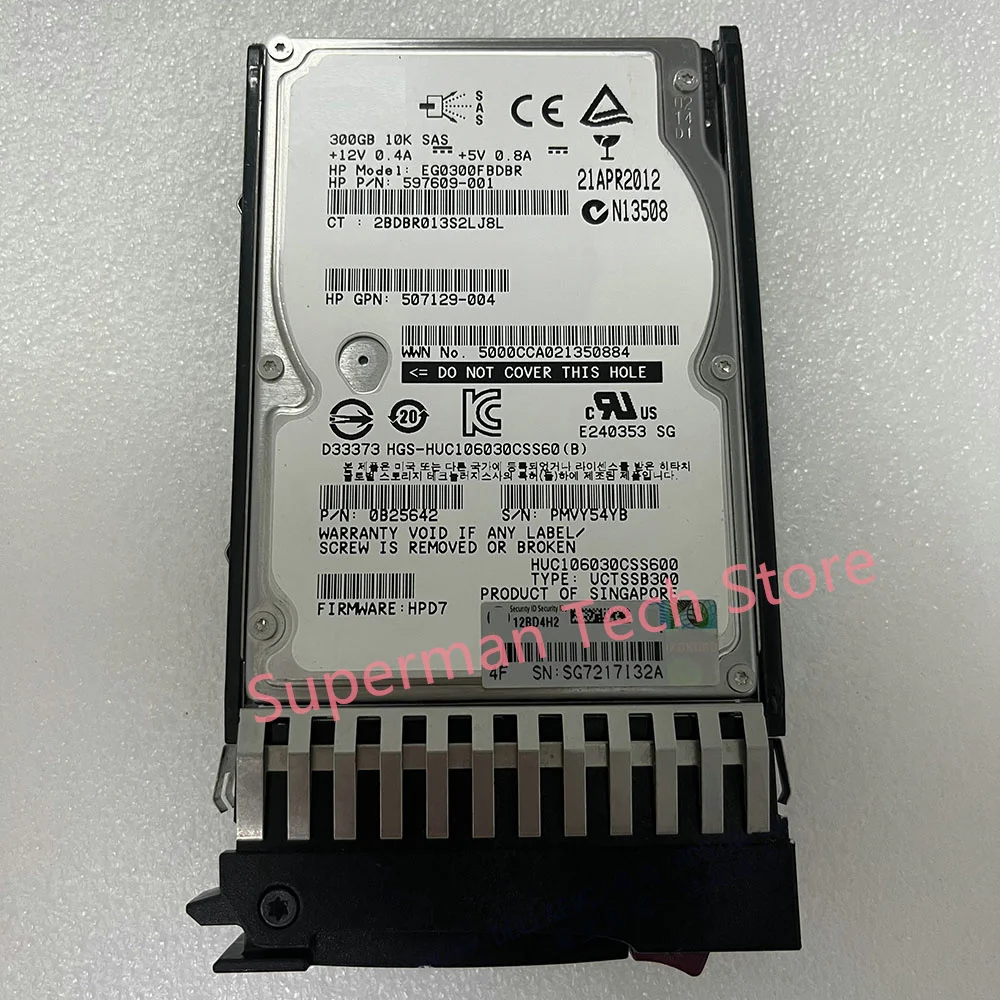 For HP 718292-001 1.2T 10K 6G SAS 2.5 718162-B21 Server Hard Disk 507284-001 300G 10K SAS 2.5 507127-B21