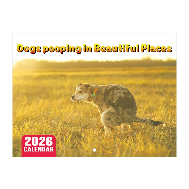 

2026 Dog Pooping Calendar with Funny Cartoon Dog Pictures – Monthly Humorous Diary for Home and Office Use, Perfect Gift Idea