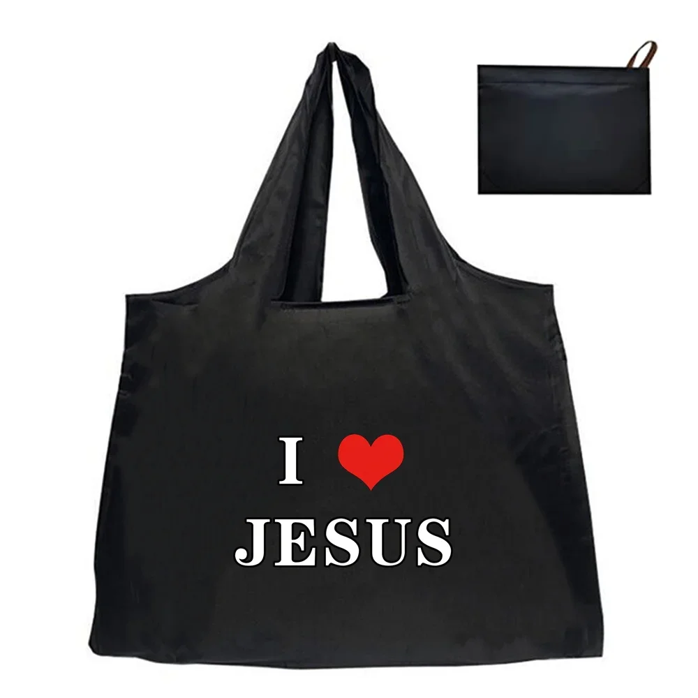 Bolso de mano plegable con patrón de Jesús, bolsa de compras reutilizable, de gran capacidad