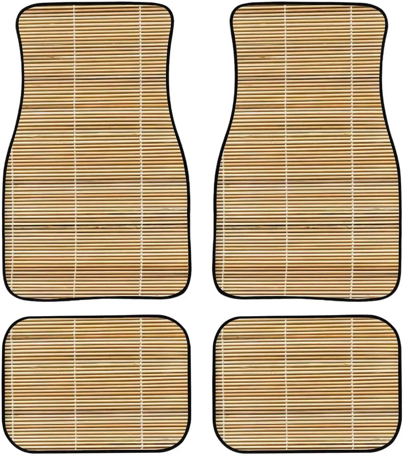 Car Floor Mats Bamboo Stick Straw mat Texture to Carpet Floor Mats for Cars, Auto Interior Decorative Accessory Anti Slip Car Fl