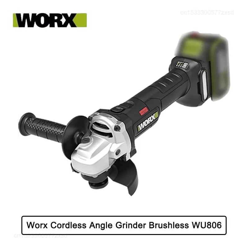 Worx Cordless Angle Grinder Brushless WU806 Bare Tool 20V 100x16mm 9500rpm Clutch Protection for Woodworking Polishing Cutting