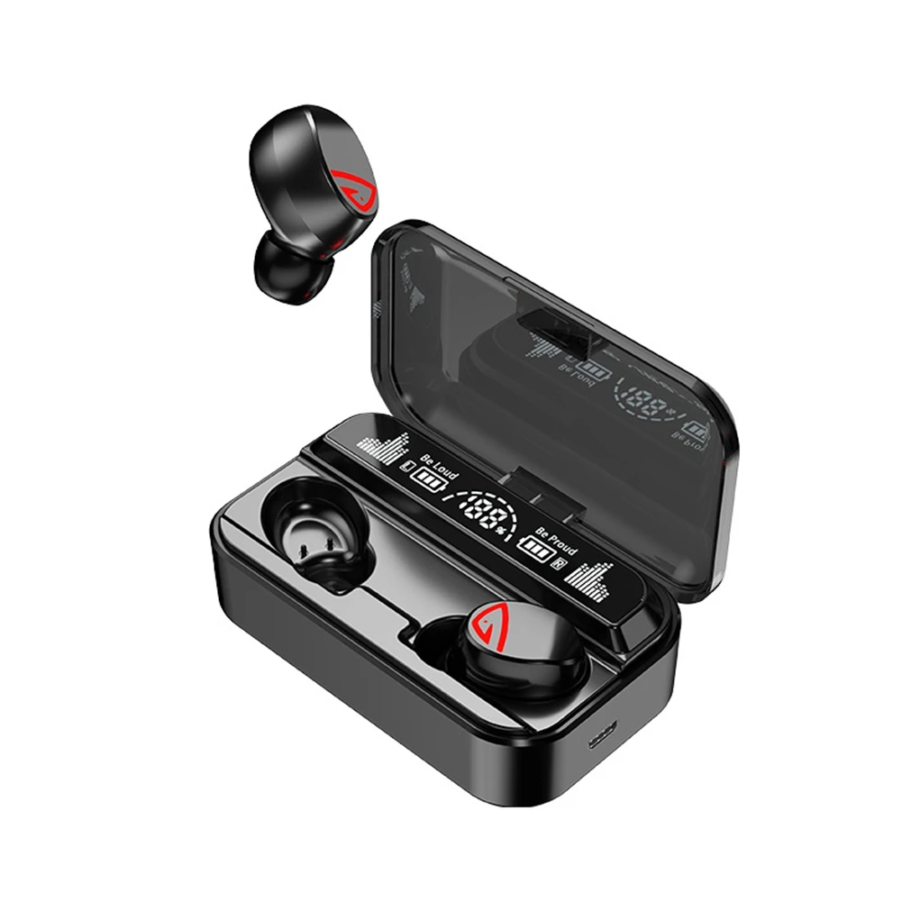 S10Pro TWS Bluetooth Headset Bluetooth 5.2 Bilateral Stereo Touch Headset with 2200MA Digital Display Charging Box Black