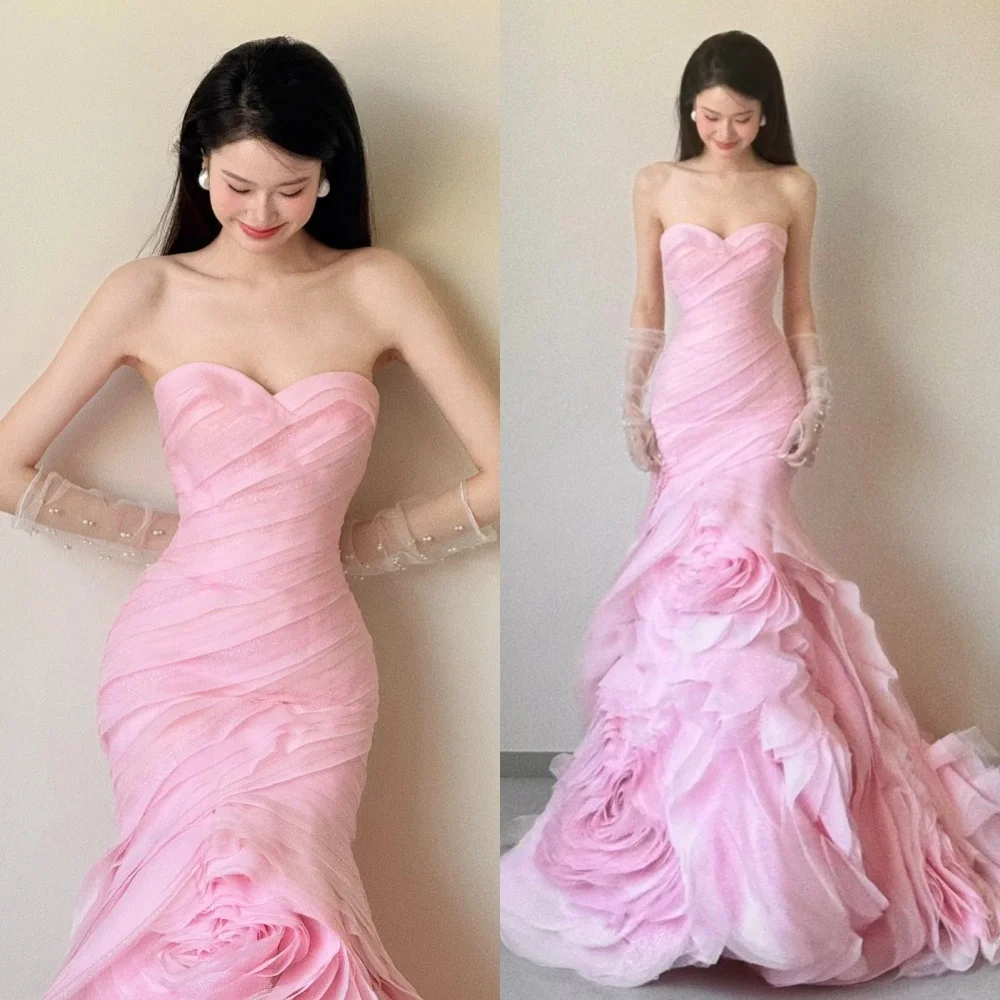 

Customized Mermaid Simple Pink Evening Dress Exquisite Sweetheart Sleeveless Homecoming Dresses Luxury Special Occasion Gowns