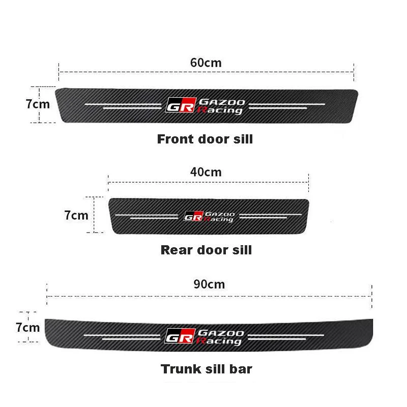 Carbon Fiber Car Sticker Protector Strip Auto Door Sill Waterproof Protect Film For Toyota GR Sport Gazoo Racing RAV4 C-HR Mirai