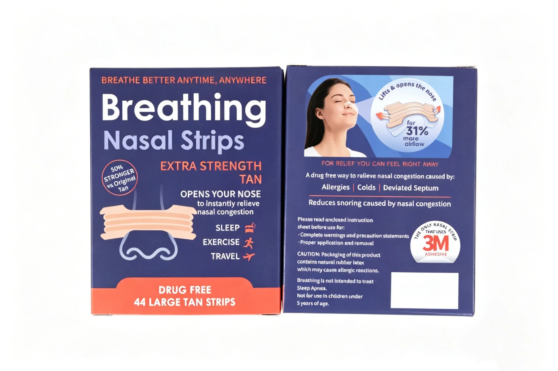 10‑100Pcs Nasal Strips for Snoring, Strong Adhesive Sleep Nasal Breathing Expansion Nose Strips