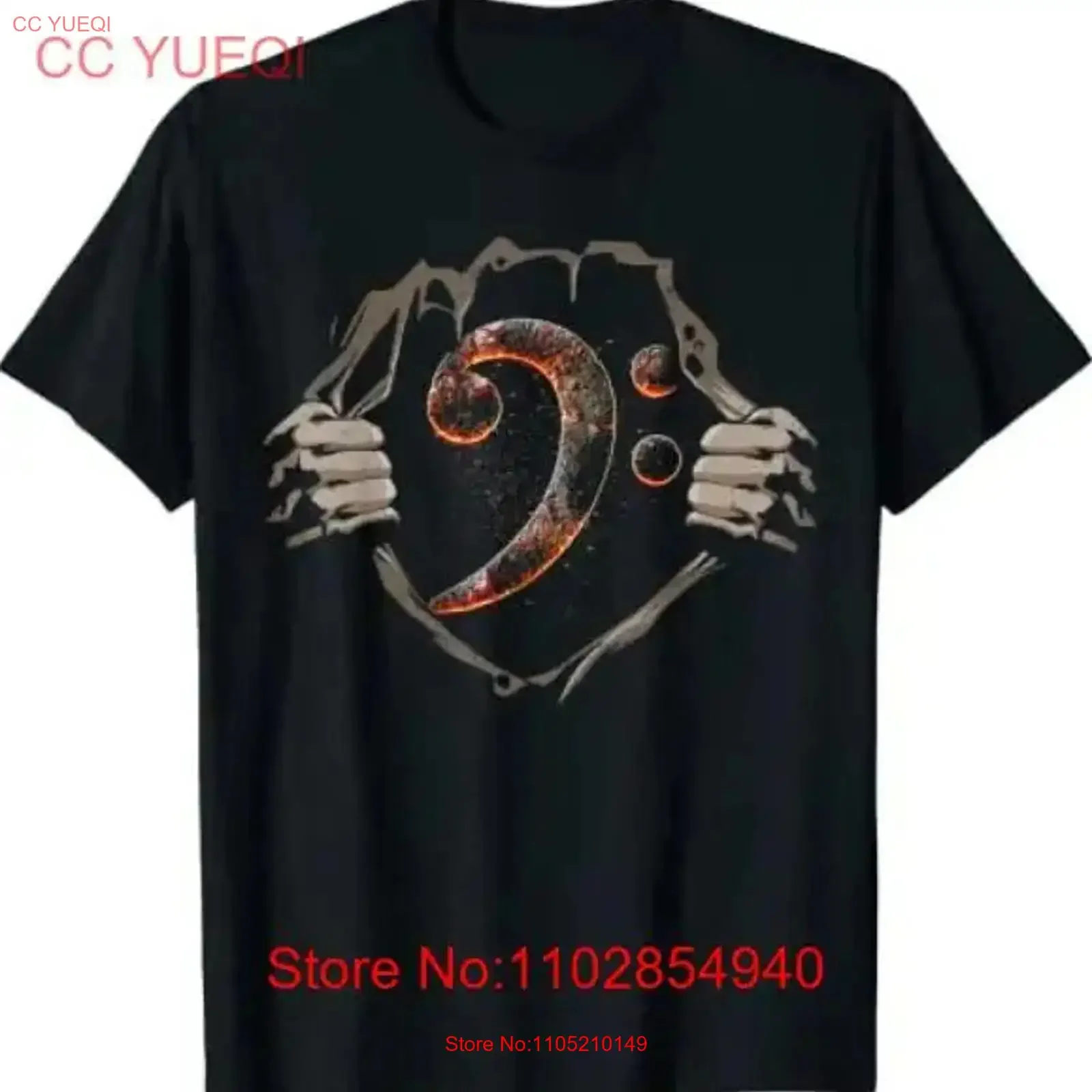 Hot Bass Clef Inside for Bassist Player Torn Style Vintage T Shirt Size S 5XL vintage Washed Breathable Slightly Stylish Casual