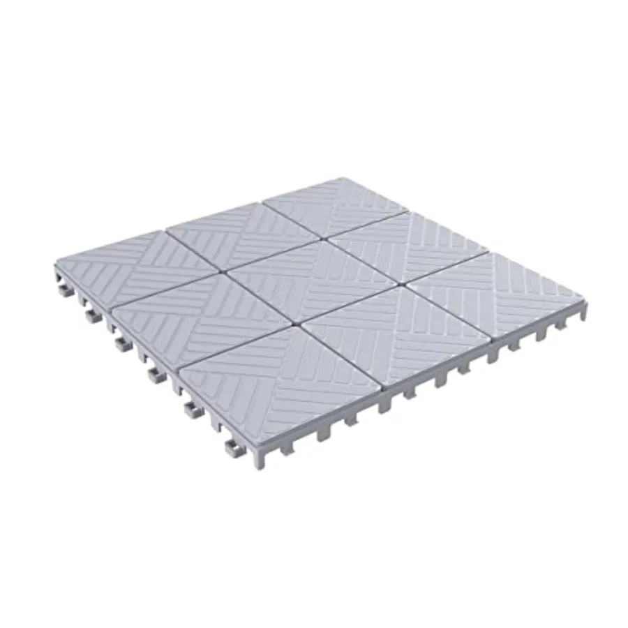 

12-Pack Polypropylene Interlocking Patio Deck Tiles - Weather-Resistant Outdoor Flooring for Balcony, Porch, and Garage Gray