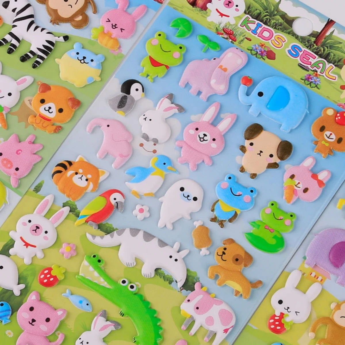 4 Pcs/set Cartoon Animals Kawaii Zoo Puffy 3D Stickers Scrapbooking Diy Journal Stationery Sticker Sheet Gift Deco Prize