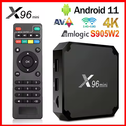 X96 Mini Amlogic S905W2 Set Top Box 2.4G/5G WiFi Android 11.0 Smart TV Box Support 4K H.265 HEVC AV1 HDR10+ X96mini