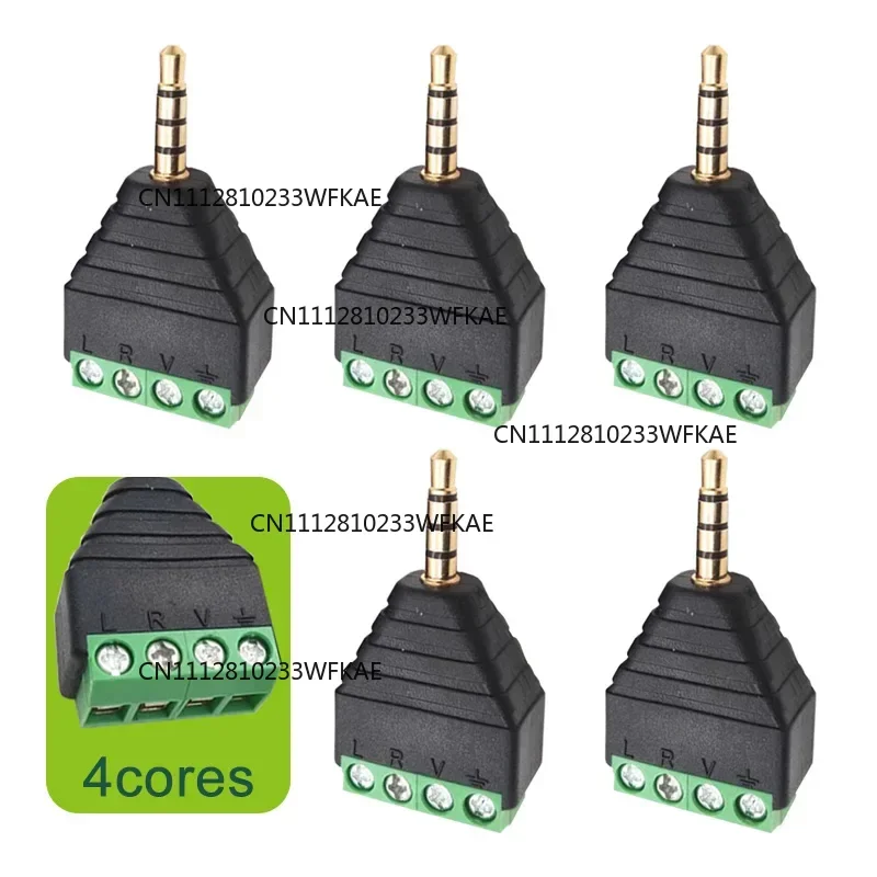 5/20/100PCS  3.5mm Stereo 4 Pole Male Jack To AV Screw Terminal Video AV Balun 3.5 Mm Male 4 Pin Terminal Block Plug Connector