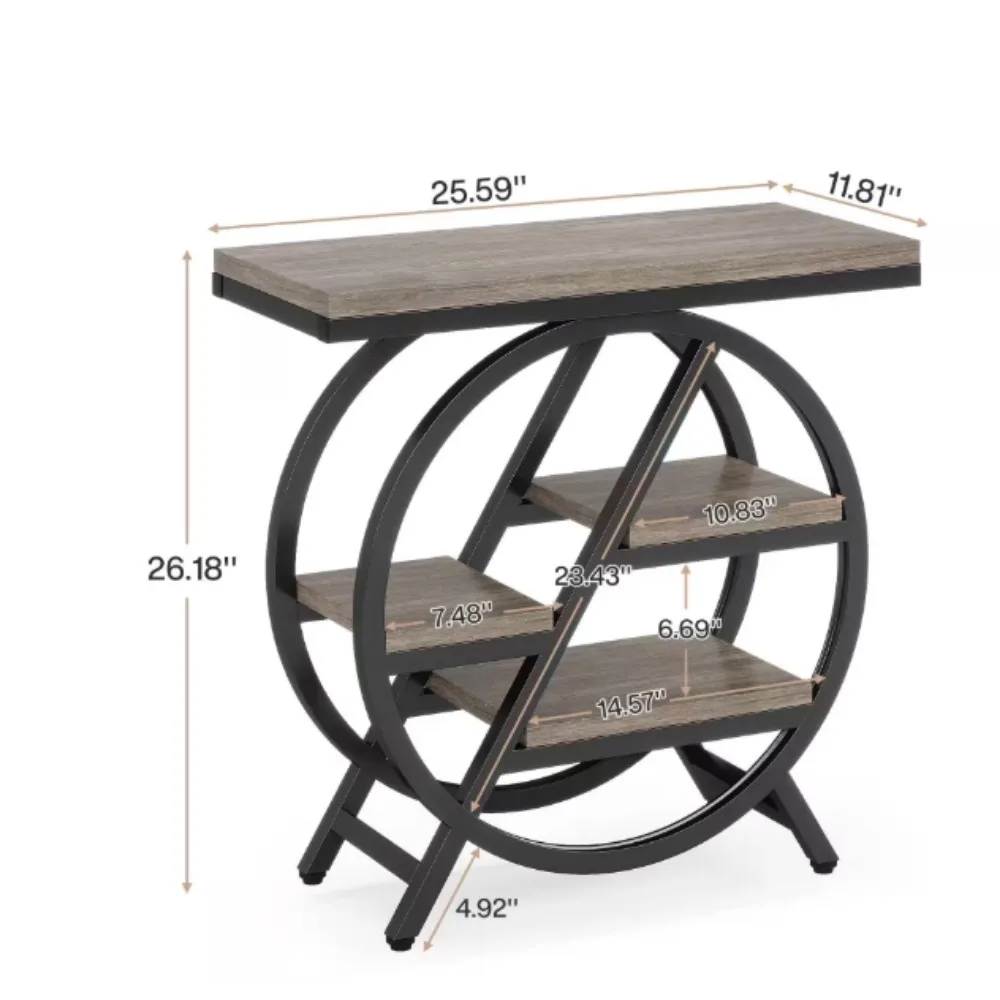 طاولة نهاية مستطيلة من MDF مع مساحة تخزين، طاولة جانبية ضيقة من 3 طبقات لغرفة المعيشة، غرفة نوم منضدة #3
