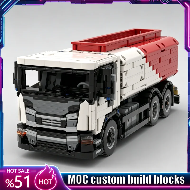 1864PCS Heavy Duty Tanker Truck Vehicle MOC Model Custom Puzzle Technical DIY Creative Assembly Educational Toy Collection Gifts