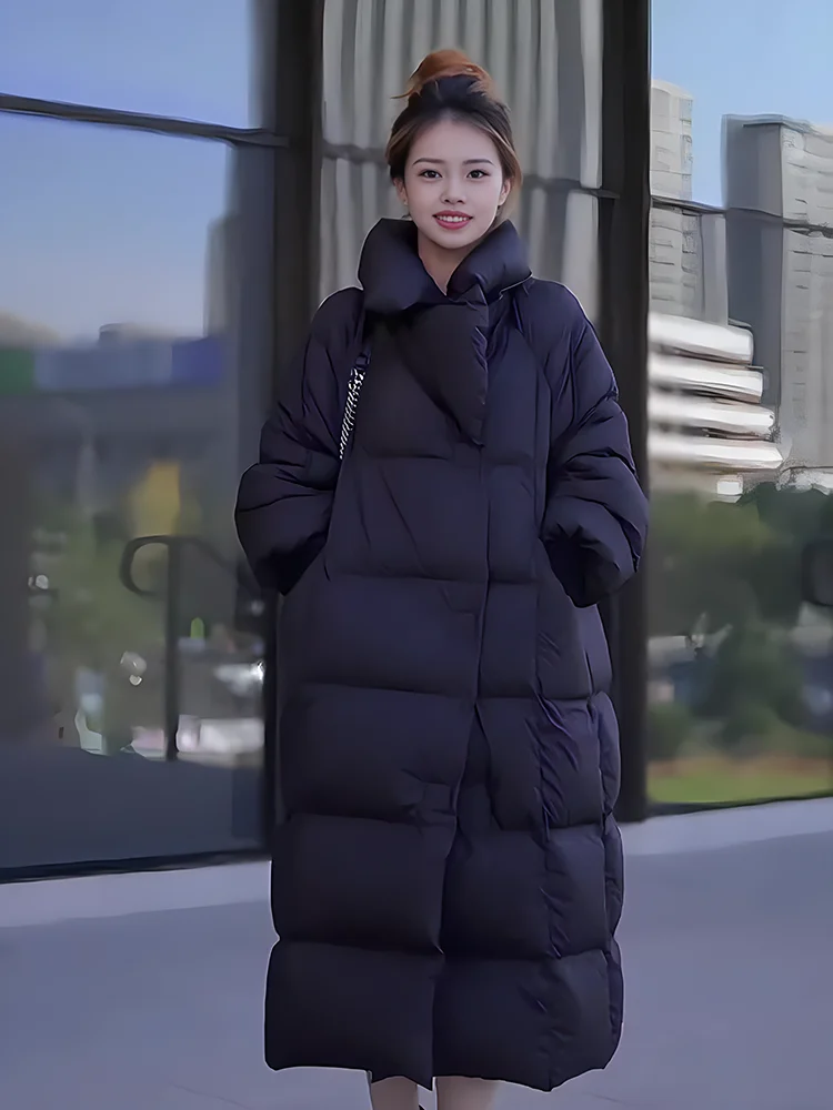 2024 invierno nuevo Faionable versátil Thiened Floing cuello grande blanco Du abajo Jaet mujer moda viaje Sle