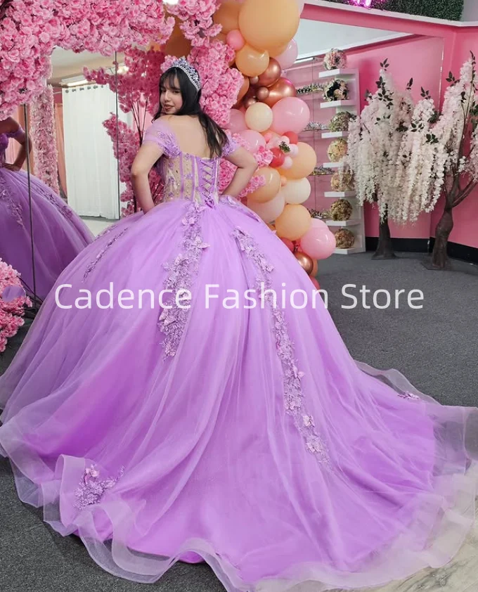 فستان مخصص للأميرة أرجواني أرجواني أرجواني بدون حمالات برباط للحفلات الراقصة فستان Quinceanera 15 16 مزين بالخرز الرسمي 2025