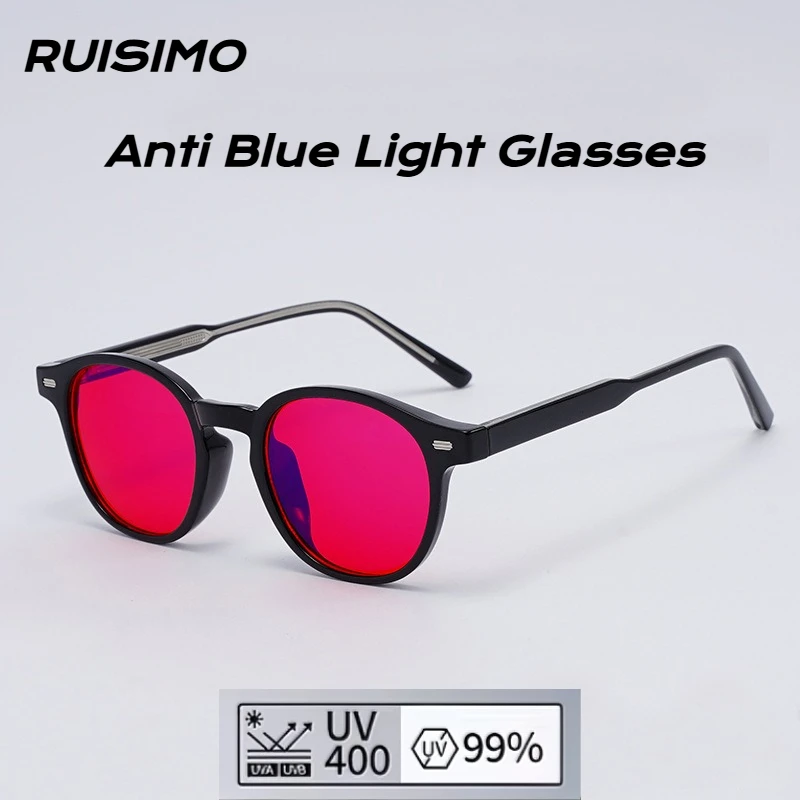 TR90 Glasses Frame 99% Efficient Anti Blue Light Glasses for Women Red Lens AR Reflective Coating Melatonin Sleep Glasses
