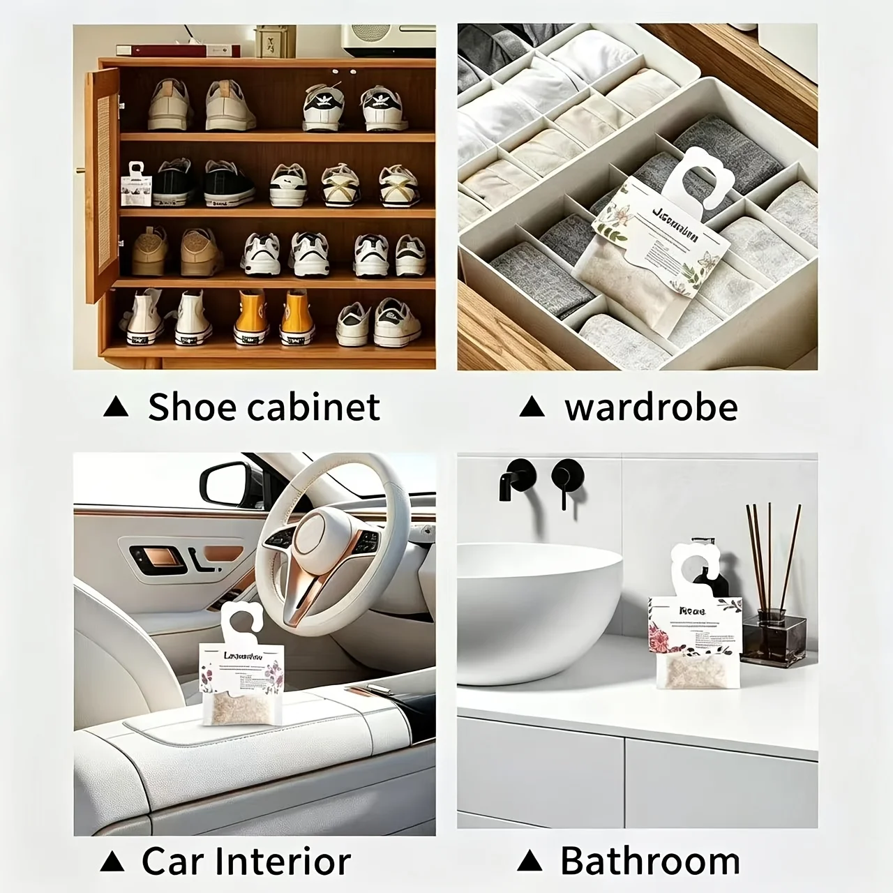 20-Piece Set of Hangable Fragrance Sachets with Lavender and Jasmine Scent for Bedroom Air Freshening, Long-Lasting Fragrance for Wardrobe and Home Use