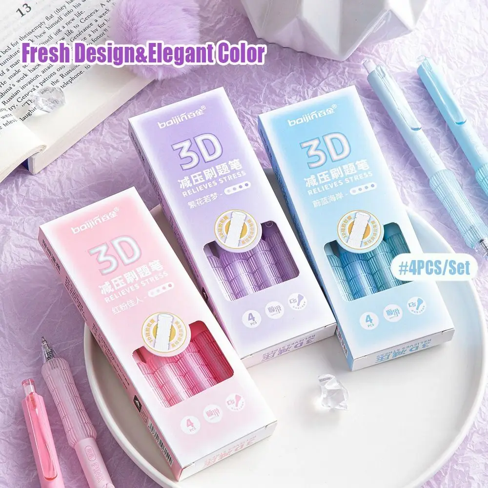 4 قطعة/المجموعة عالية الجودة لينة قبضة قلم حبر جاف CS تلميح التجفيف السريع هلام القلم 0.5 مللي متر الحبر الأسود الصحافة نوع الكتابة أداة مكتب المدرسة #5