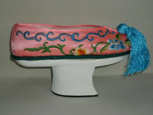 Maceta antigua Zhen Huan Chuan Cos, zapatos con rejilla inferior para maceta, zapatos con bandera inferior de madera de herradura