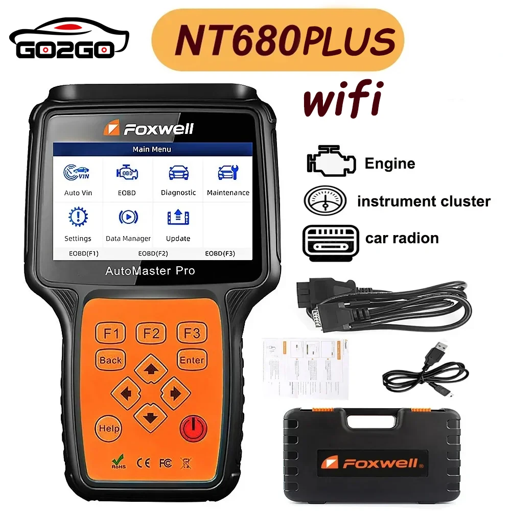 Fxwell NT680Plus WIFI All-System & All-make Scanner with Oil Light/Service Reset+EPB FunctionsWiFi Updated of Foxwell NT680 pro