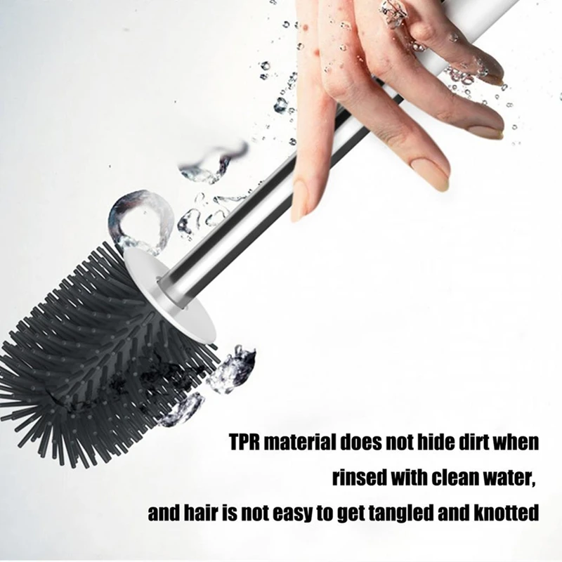 

AT44-Toilet Brush And Holder Set Soft Bristle Toilet Scrubber Brush Toilet Bowl Scrubber Bathroom Cleaner Brush For Home