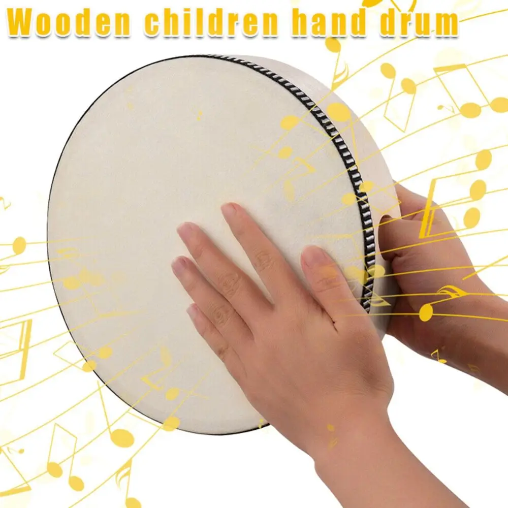 4/6/8/10 Inch Wooden Hand Drum Wood Frame Handheld Musical Instrument Toy Convenient Carry Safe Children Drum Music Game