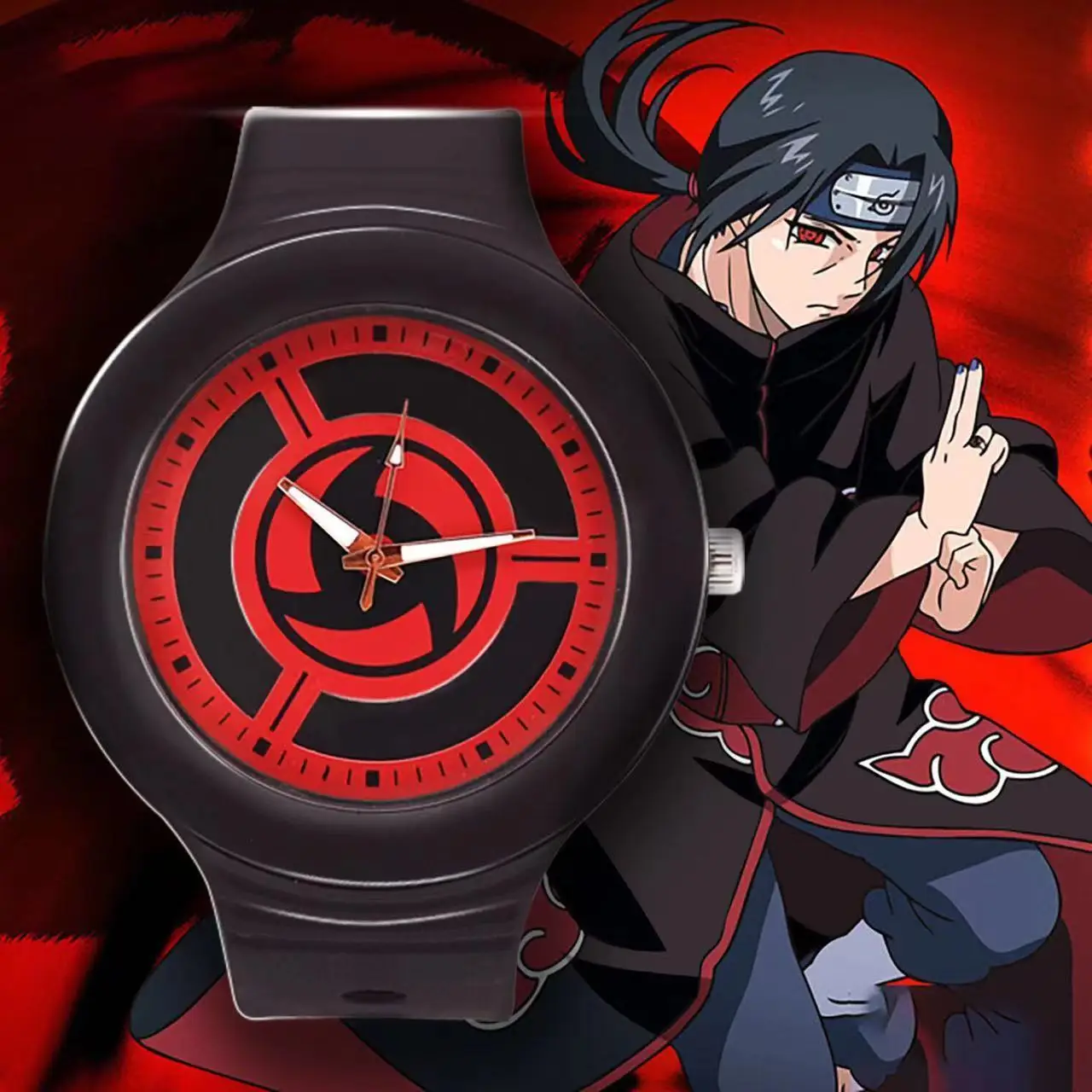Reloj Naruto para adolescentes, reloj con puntero electrónico, resistente al agua, bonito reloj Sharingan Uchiha Sasuke, regalo de vacaciones para estudiantes, caja de regalo