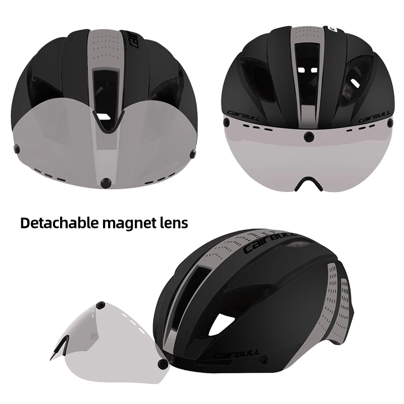 CAIRBULL Road Bicycle Helmet Men with Adjustable Magnatic Goggles Mountain Bike Helmet Female Cycling Cap 295g PC+EPS Protection