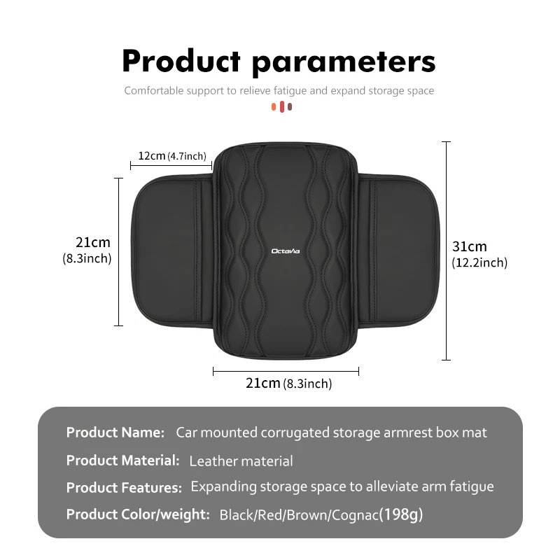 Car Center Console Armrest Storage Box Protector Pad For Skoda Octavia 2 3 Rapid Kodiaq Karoq Fabia Kamiq Superb view 6