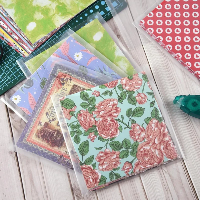Organizador de almacenamiento de papel para álbum de recortes, carpeta de archivos de hueso, Juego plegable de papel, bolsas de almacenamiento, sostiene papel de álbum de recortes de 6X6 pulgadas