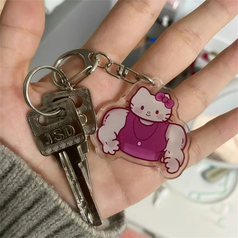 Hello Kitty Sanrio Keychain Anime Kuromi My Melody Acrylic Keyring Kawaii Cinnamoroll Pochacco Pendant Keychains Christmas Gifts