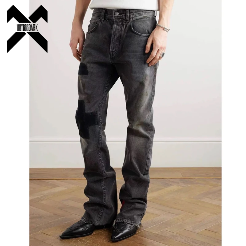 

Vintage Black Jeans Men Hi Street Loose Jeans Luxury Designer Streetwear Jeans Trousers for Male