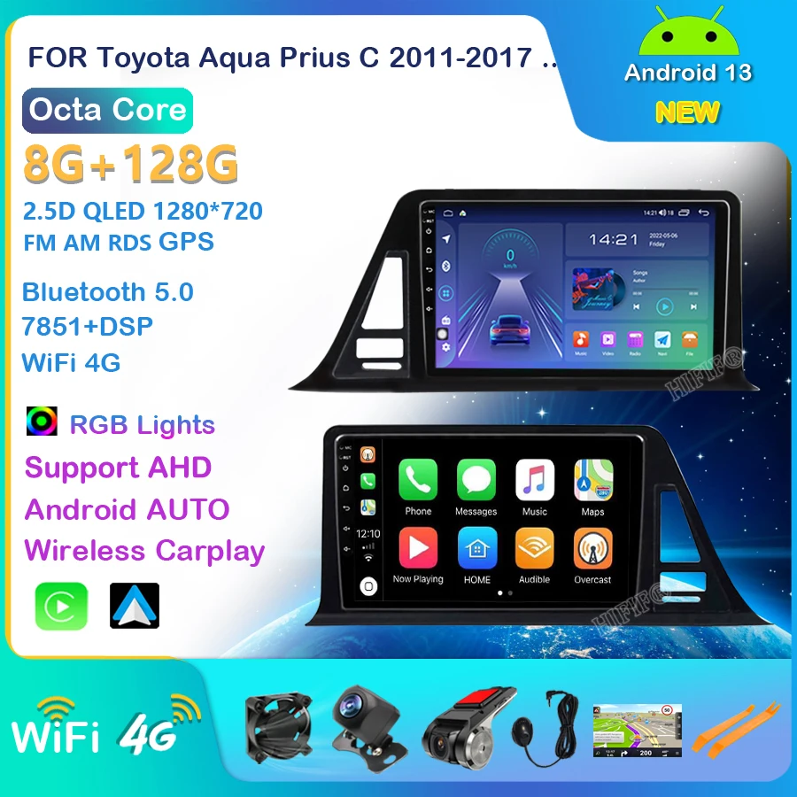 

9 Inch Android 13 For Toyota CHR C-HR LHD 2016 - 2019 Car Radio ADAS Wireless Carplay Auto WIFI Multimedia AHD Video Autoradio