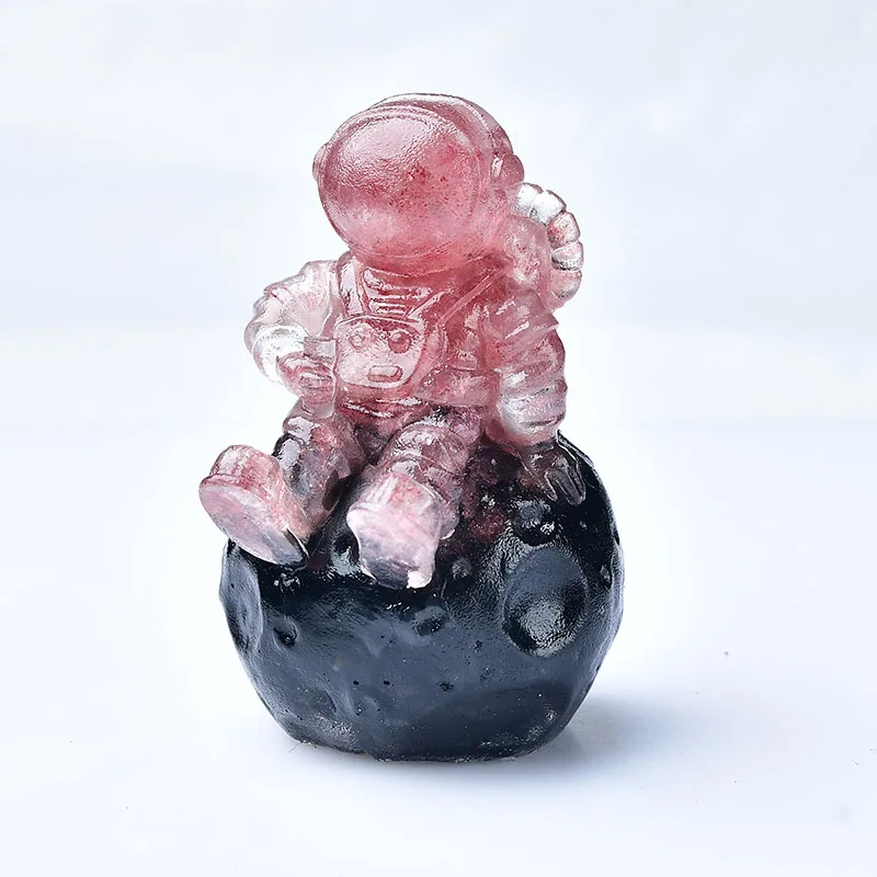 

Natural Strawberry Gravel Chakra Lunar Astronaut Figurine Orgonite Silicone Mould Resin Decor Craft Home Decor Collection Gift