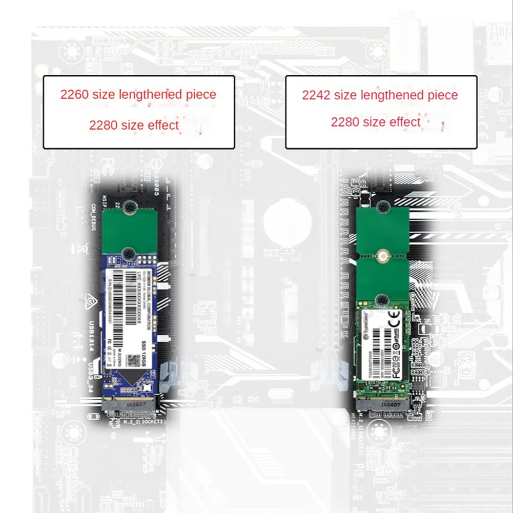 NGFF NVME M.2 verlengde beugel 2230 tot 2242/2260/2280, 2242 tot 2280, 2260 tot 2280 overdrachtadapter uitbreidingsrekkaart E